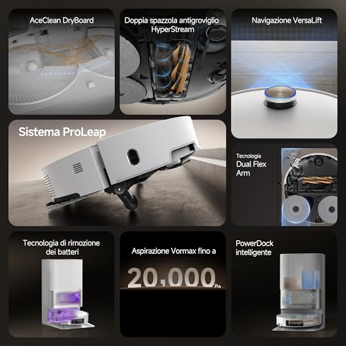 DREAME X50 Ultra Complete Robot Aspirapolvere, Rilevamento Degli Ostacoli con IA e Navigazione a 360°, Superare l'ostacolo di 6CM, Aspirazione Fino a 20000 Pa, Doppia Spazzola Antigroviglio