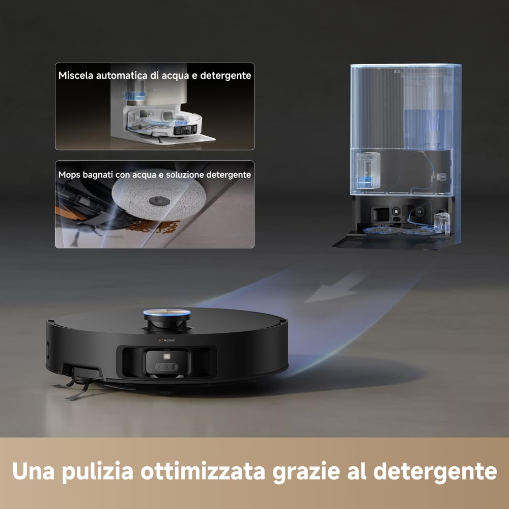 DREAME X50 Ultra Complete Robot Aspirapolvere, Rilevamento Degli Ostacoli con IA e Navigazione a 360°, Superare l'ostacolo di 6CM, Aspirazione Fino a 20000 Pa, Doppia Spazzola Antigroviglio