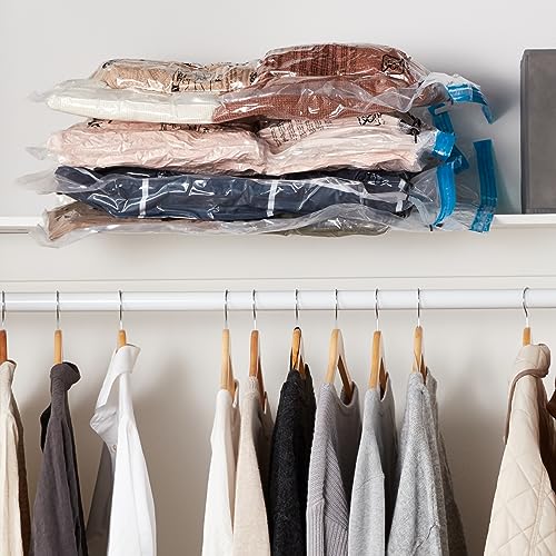 Amazon Basics Sacchetti sottovuoto con pompa a mano, Cerniera, misura grande, confezione da 5, Trasparente