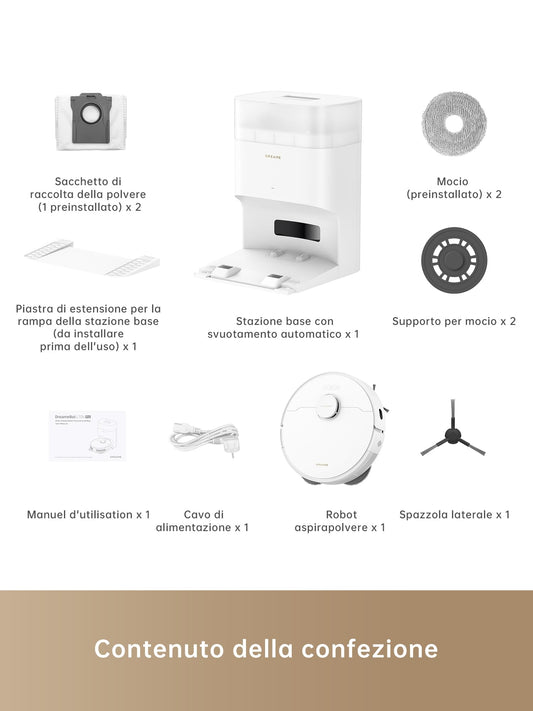 DREAME L10s Plus Robot aspirapolvere e lavapavimenti con svuotamento automatico, contiene fino a 90 giorni di polvere, aspirazione da 7000 Pa, pulizia DuoScrub™, sollevamento automatico dei moci