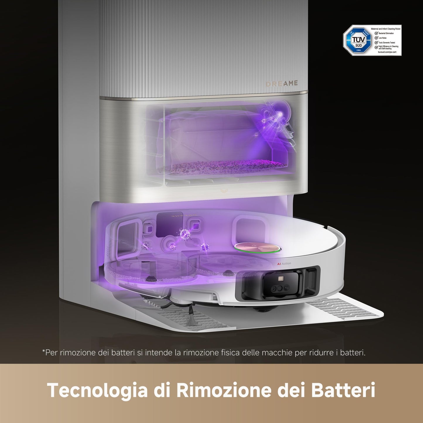 DREAME X50 Ultra Complete Robot Aspirapolvere, Rilevamento Degli Ostacoli con IA e Navigazione a 360ยฐ, Superare l'ostacolo di 6CM, Aspirazione Fino a 20000 Pa, Doppia Spazzola Antigroviglio