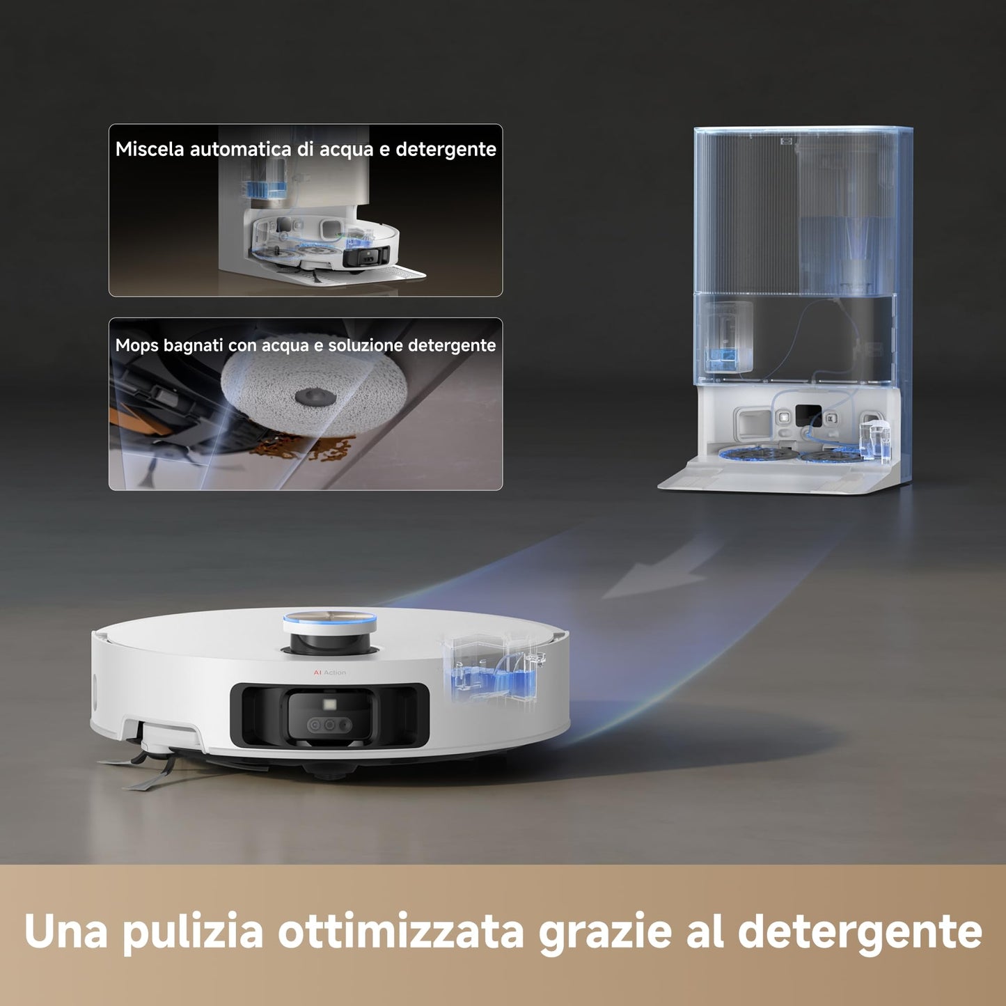 DREAME X50 Ultra Complete Robot Aspirapolvere, Rilevamento Degli Ostacoli con IA e Navigazione a 360ยฐ, Superare l'ostacolo di 6CM, Aspirazione Fino a 20000 Pa, Doppia Spazzola Antigroviglio