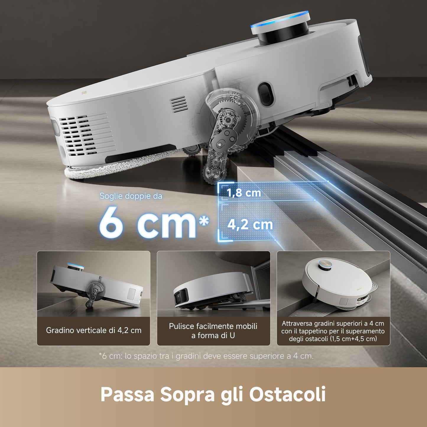 DREAME X50 Ultra Complete Robot Aspirapolvere, Rilevamento Degli Ostacoli con IA e Navigazione a 360ยฐ, Superare l'ostacolo di 6CM, Aspirazione Fino a 20000 Pa, Doppia Spazzola Antigroviglio