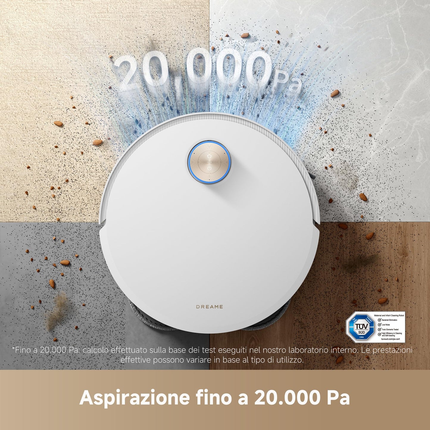 DREAME X50 Ultra Complete Robot Aspirapolvere, Rilevamento Degli Ostacoli con IA e Navigazione a 360ยฐ, Superare l'ostacolo di 6CM, Aspirazione Fino a 20000 Pa, Doppia Spazzola Antigroviglio