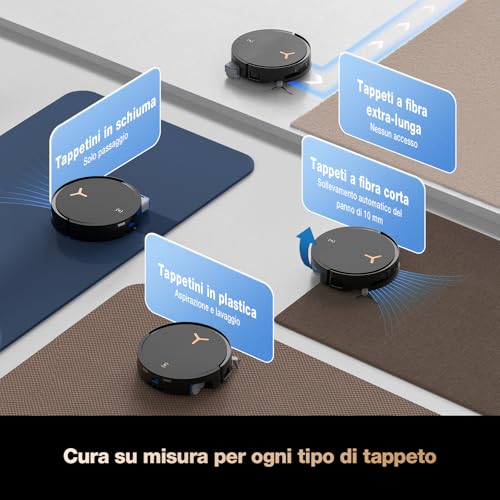 ECOVACS DEEBOT X8 PRO OMNI Robot Aspirapolvere Lavapavimenti, 18000Pa, Tecnologia di Lavaggio Automatico Istantaneo OZMO ROLLER, Pulizia con acqua calda 40-75°C, Soluzione Detergente Automatica, Nero