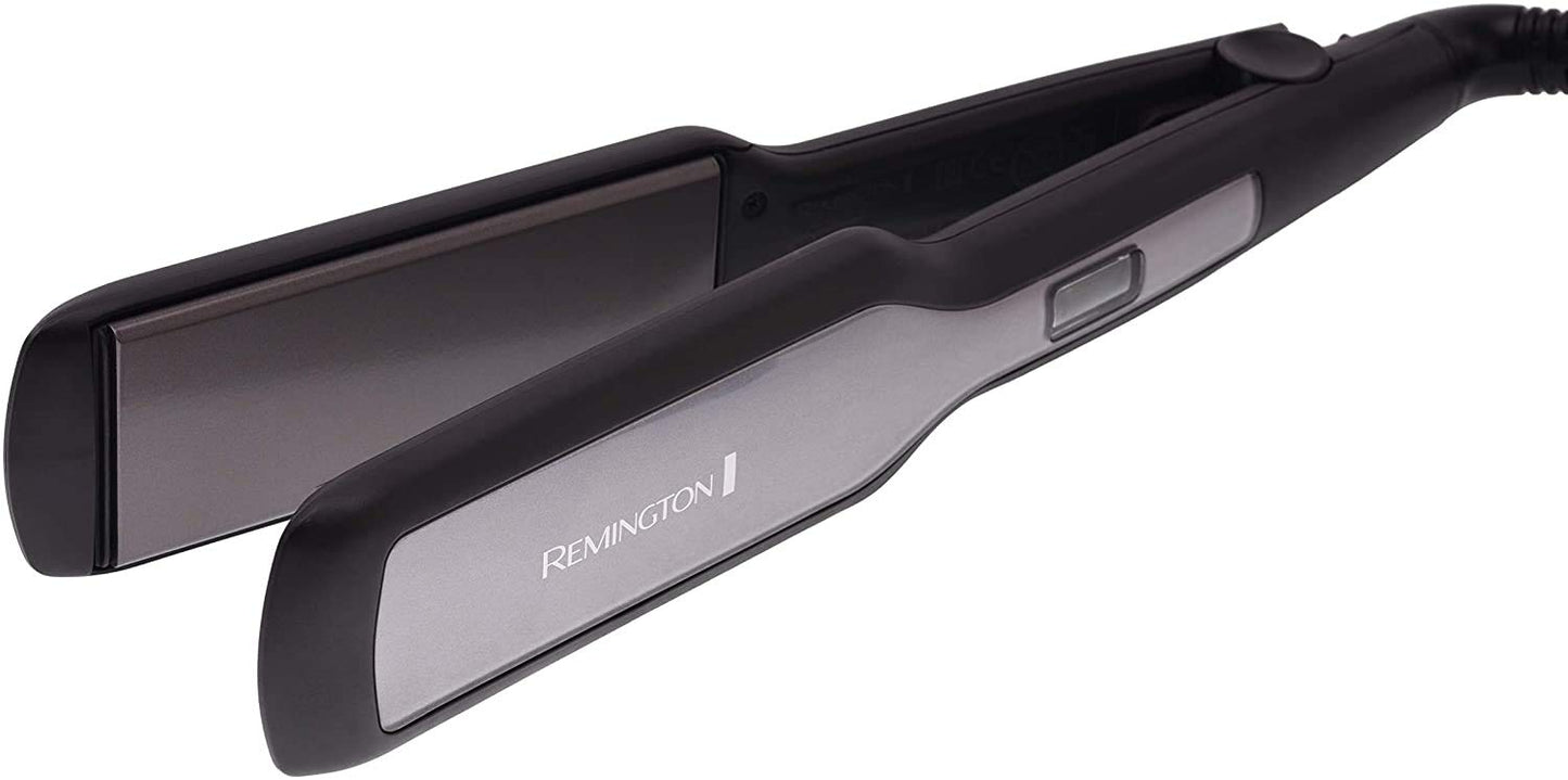 Remington Piastra per Capelli - Larga: Piastre extra larghe da 45 mm: Specifica per capelli spessi, crespi, ricci e molto lunghi - Display LCD, 150-230°C, piastra per capelli Pro-Ceramic Extra S5525