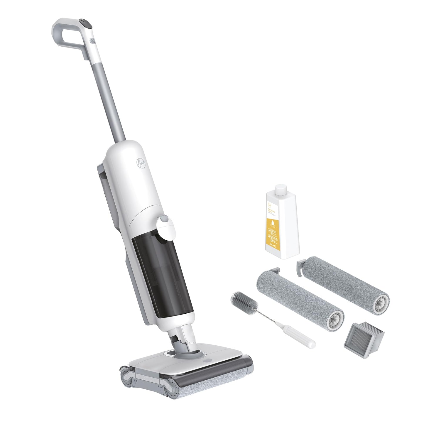 Hoover Aspirapolvere e lavapavimenti senza fili HW5 per pavimenti delicati e duri, Potenza 230W, Sistema a doppio rullo, 3 modalità, Funzione di autopulizia [HW500]