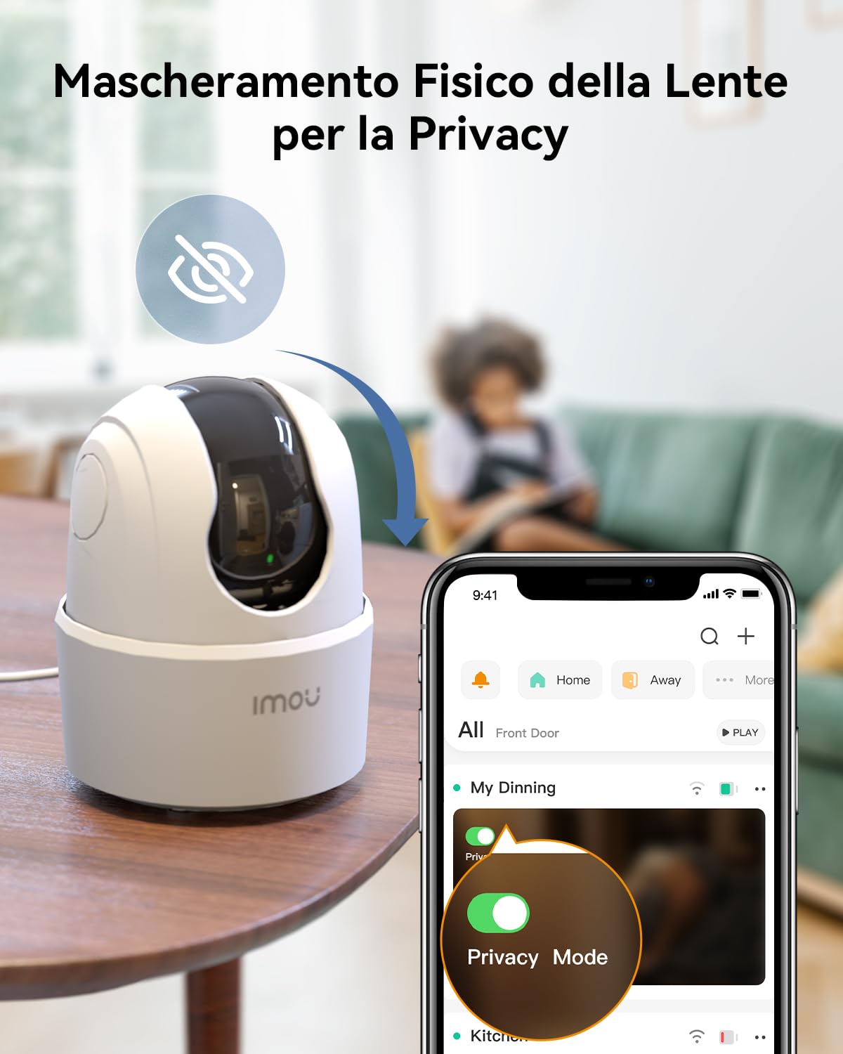 Imou 3MP Telecamera Wi-Fi Interno, 2K Videocamera di Sorveglianza, Tracciamento del Movimento con Rilevamento Umano, Audio Bidirezionale, 2,4ghz