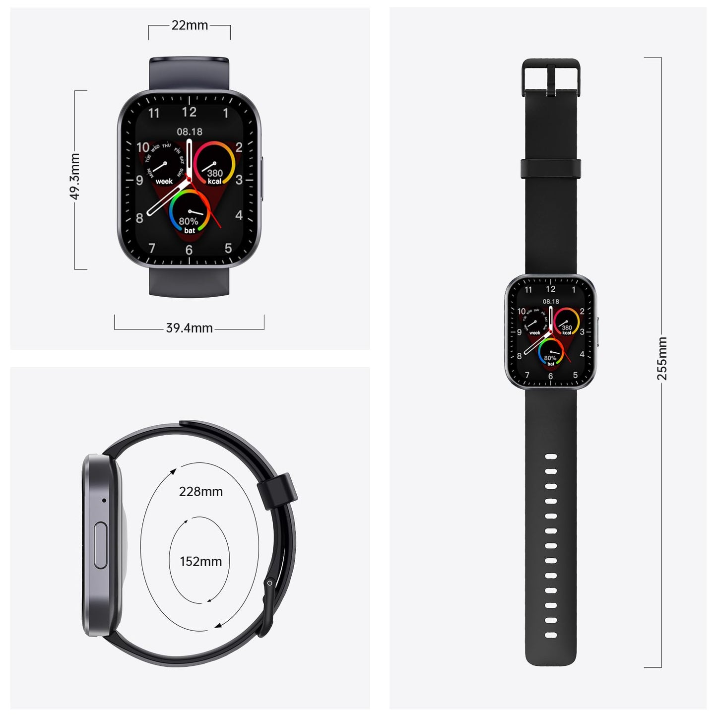 OUKITEL Smartwatch Uomo Donna, 1.91" Orologio Smartwatch con Effettua/Risposta Chiamate, 140+Modalità Sportive Impermeabile IP68, Smart Watch con Monitoraggio del SpO2/Sonno/Contapassi per IOS/Android