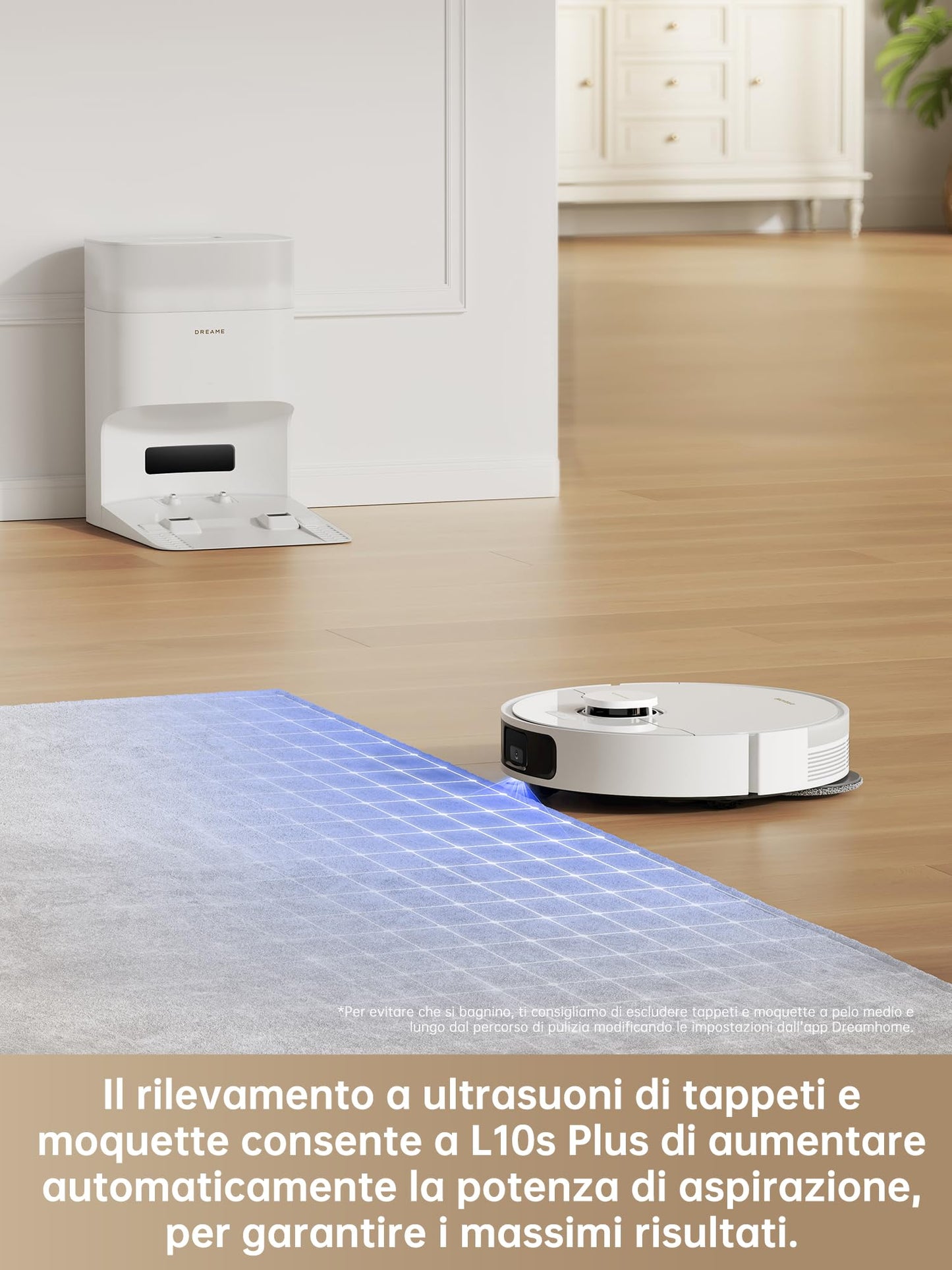 DREAME L10s Plus Robot aspirapolvere e lavapavimenti con svuotamento automatico, contiene fino a 90 giorni di polvere, aspirazione da 7000 Pa, pulizia DuoScrub™, sollevamento automatico dei moci