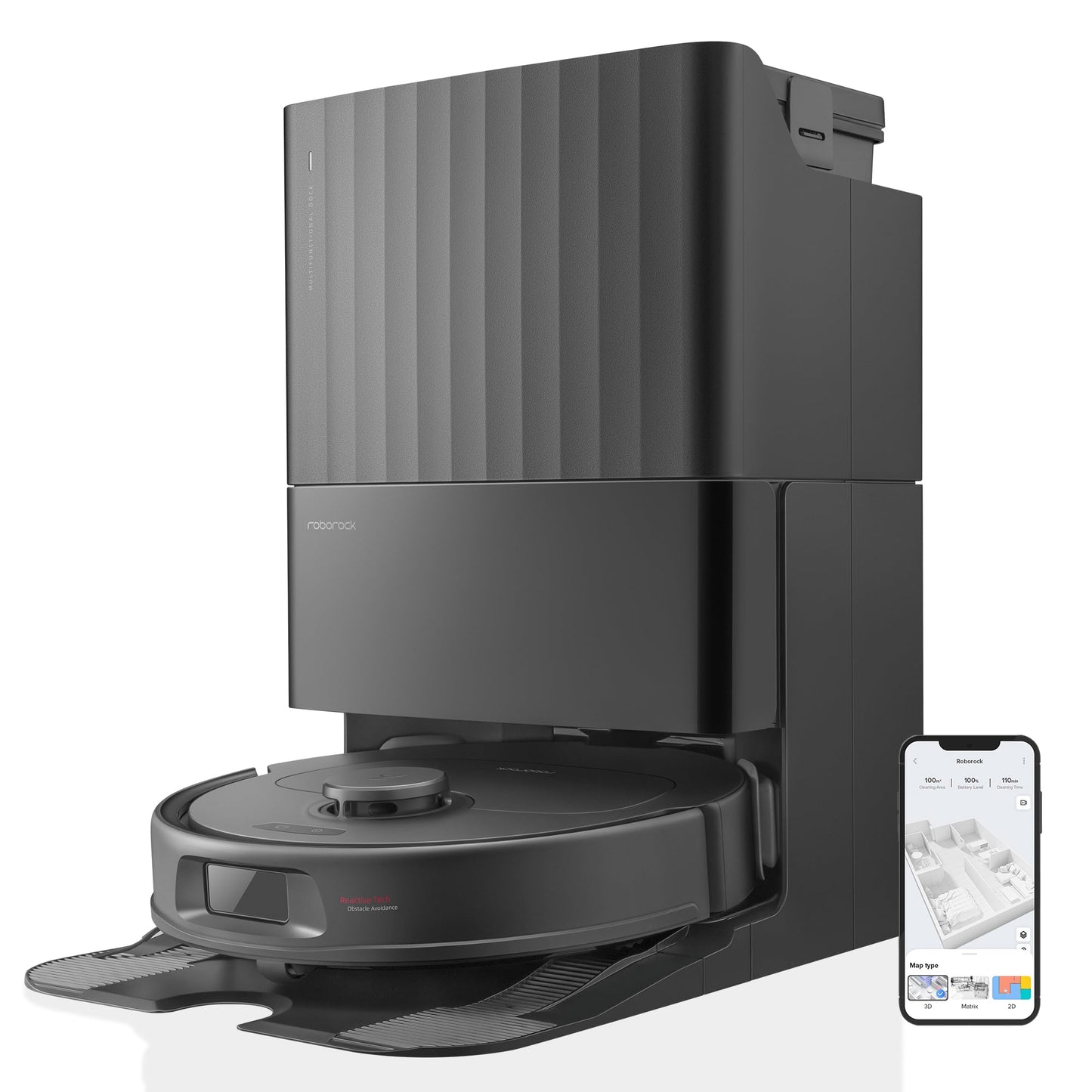 roborock Qrevo S Robot Aspirapolvere 7000Pa con Stazione Autopulente, Svuota Automaticamente la Polvere/Pulisce il Panno Rotante Sollevabile/Ricarica l'acqua (Roborock Qrevo S Nero)