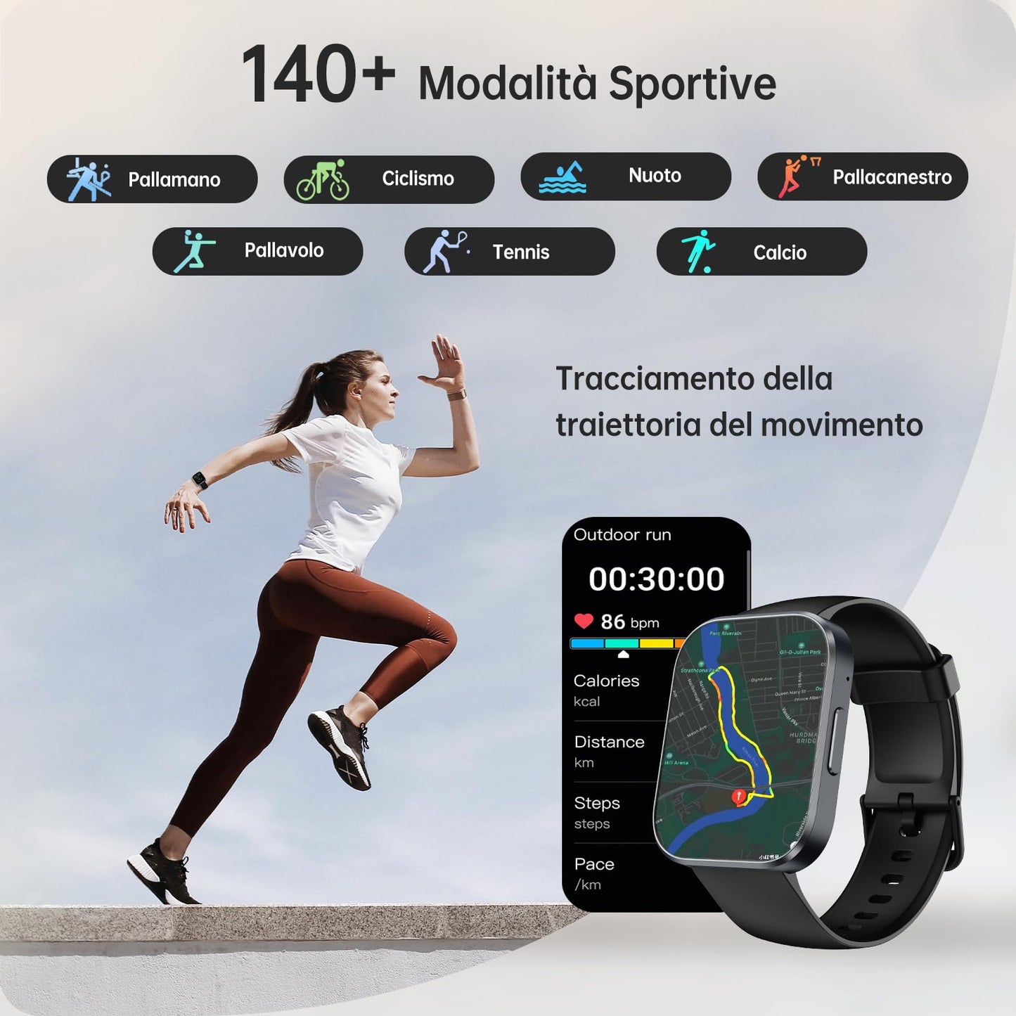OUKITEL Smartwatch Uomo Donna, 1.91" Orologio Smartwatch con Effettua/Risposta Chiamate, 140+Modalità Sportive Impermeabile IP68, Smart Watch con Monitoraggio del SpO2/Sonno/Contapassi per IOS/Android