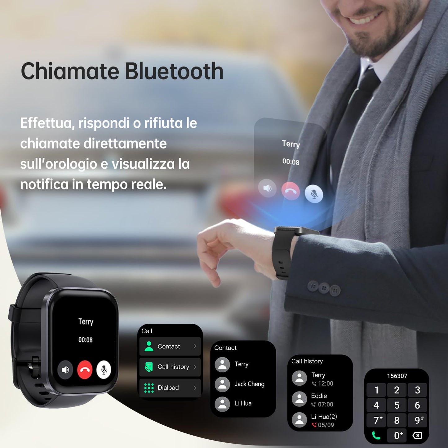 OUKITEL Smartwatch Uomo Donna, 1.91" Orologio Smartwatch con Effettua/Risposta Chiamate, 140+Modalità Sportive Impermeabile IP68, Smart Watch con Monitoraggio del SpO2/Sonno/Contapassi per IOS/Android