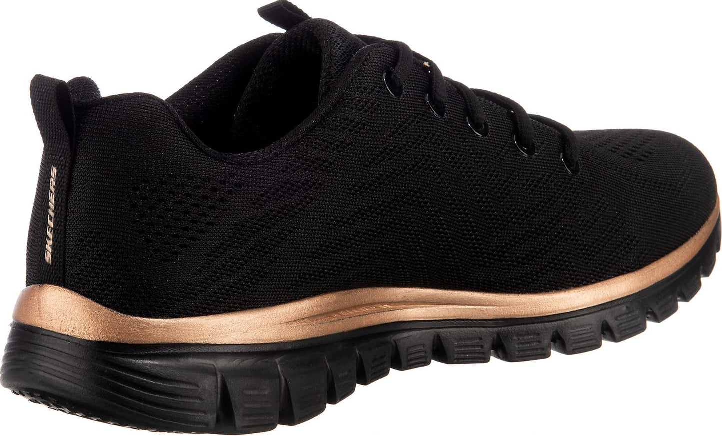 Skechers Graceful Get Connected, Sneaker Donna, Black Mesh Rose Gold Trim, 38 EU