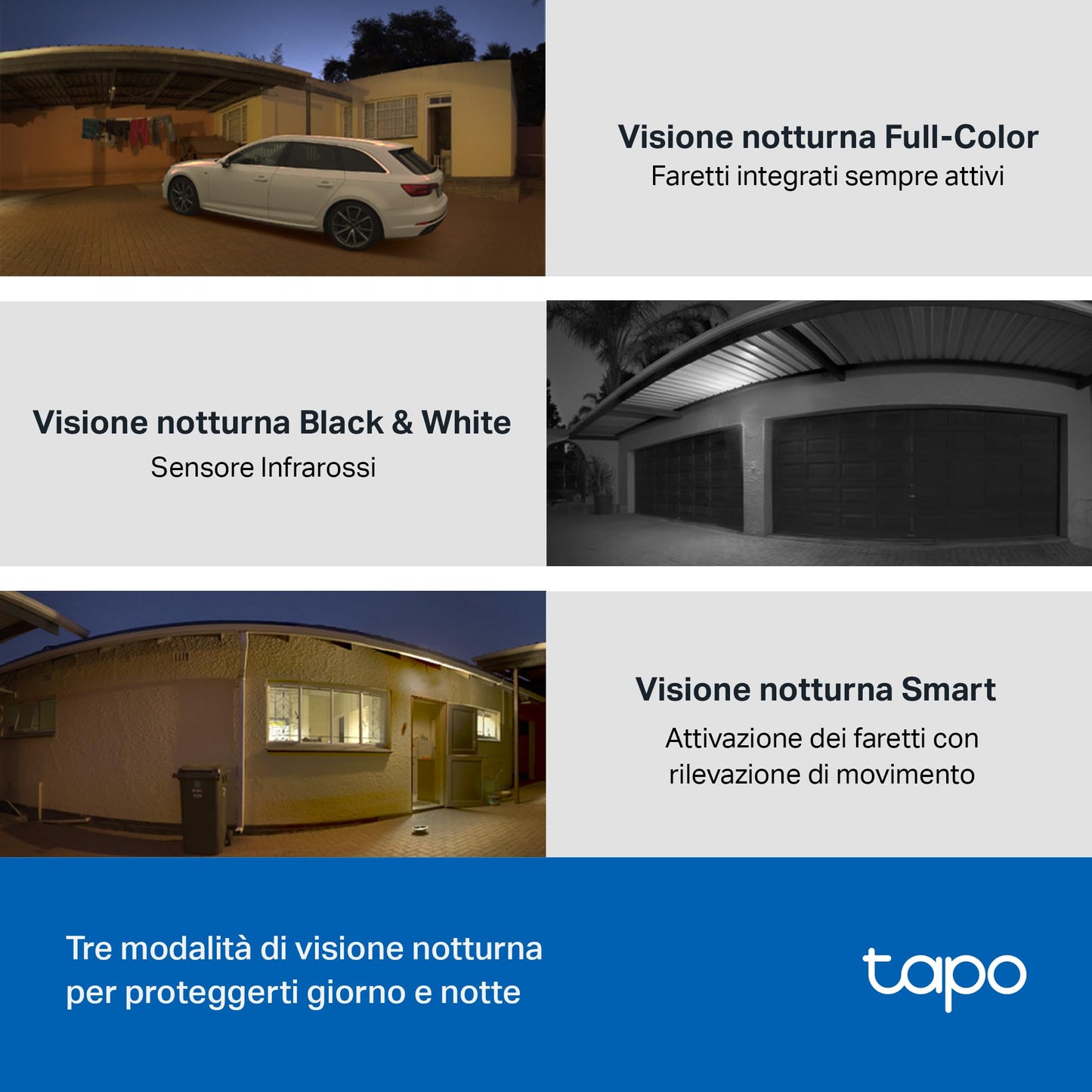 Tapo C510W Telecamera WiFi da esterno 2K 3MP, visione a 360°, visione notturna a colori, telecamera di sorveglianza IP, sensore di movimento, impermeabile IP65, audio bidirezionale, Alexa