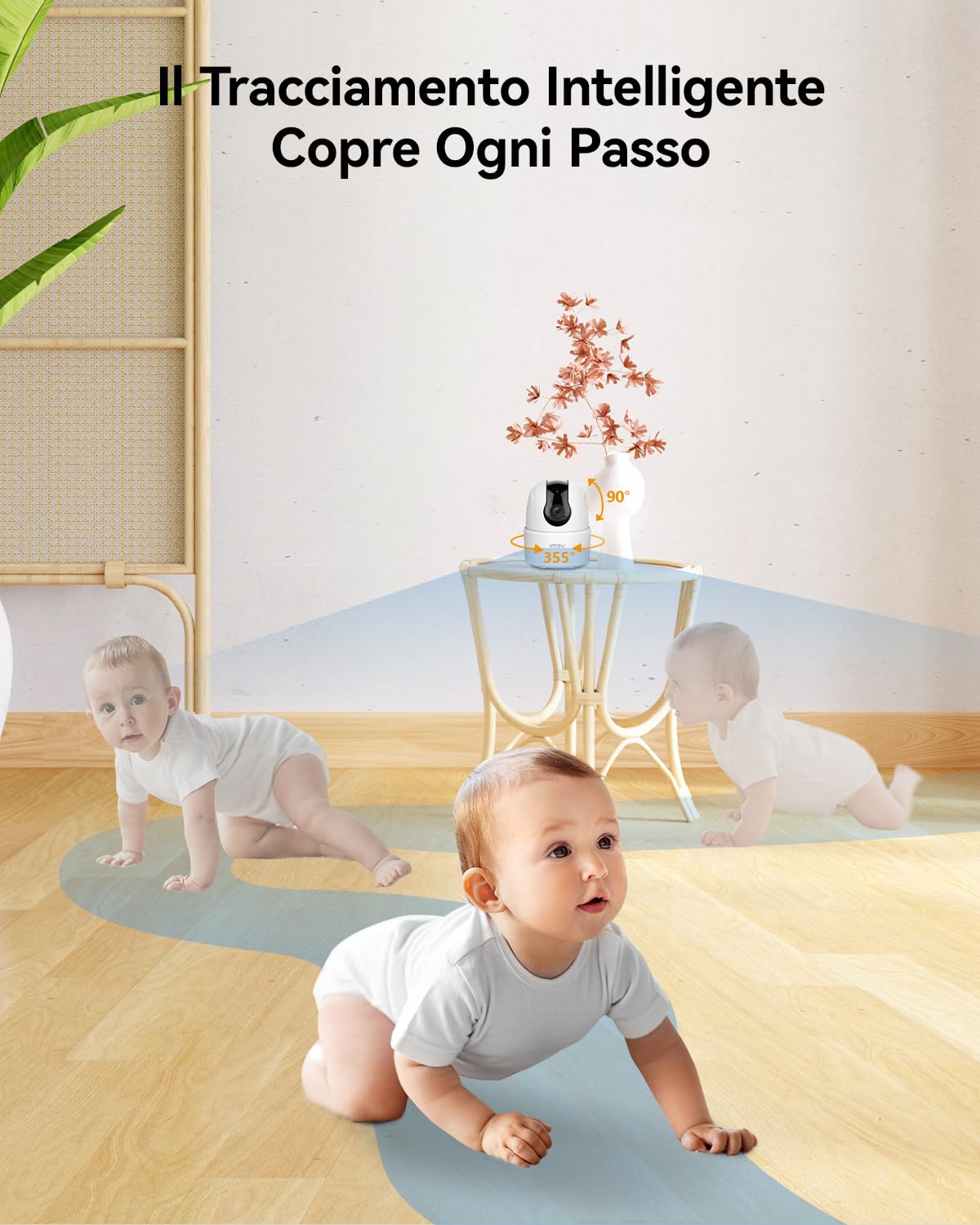 Imou 3MP Telecamera Wi-Fi Interno, 2K Videocamera di Sorveglianza, Tracciamento del Movimento con Rilevamento Umano, Audio Bidirezionale, 2,4ghz