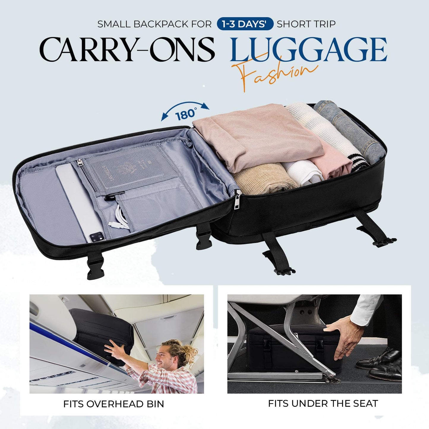 VMIKIV Bagaglio a Mano 40x20x25 per Ryanair Zaino da Viaggio Aereo Piccolo Borsa da Cabina per Voli Zaino Donna Uomo,14 Pollici Zaini Porta PC per Scuola Trekking Lavoro,Borsa Antifurto