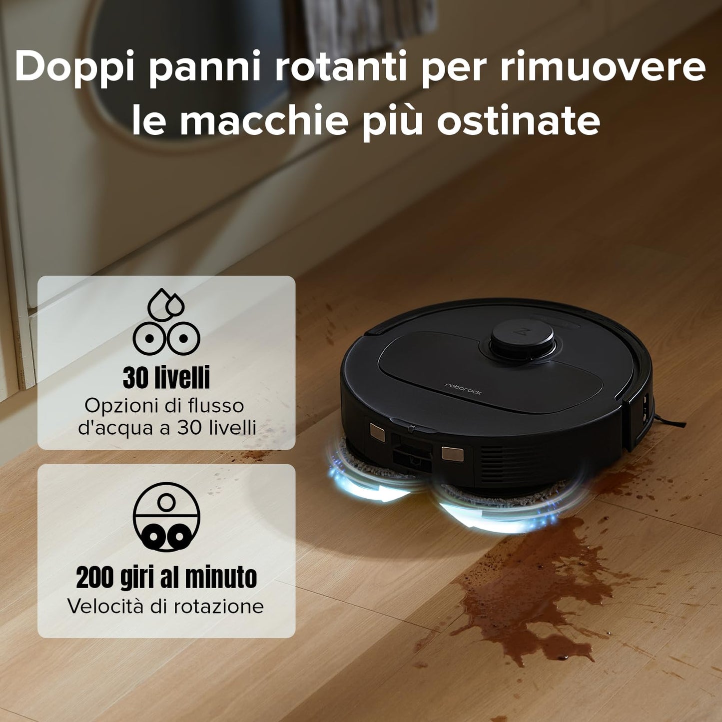 roborock Qrevo S Robot Aspirapolvere 7000Pa con Stazione Autopulente, Svuota Automaticamente la Polvere/Pulisce il Panno Rotante Sollevabile/Ricarica l'acqua (Roborock Qrevo S Nero)
