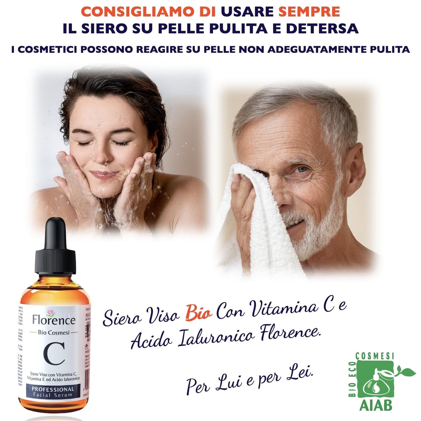 60ml. Bio Siero Vitamina C e Vit. E. Siero Viso Acido Ialuronico Antirughe, Antimacchie Illuminante, e Antietà. Ideale Come Crema Contorno Occhi e per Dermaroller. Biologico,Vegano