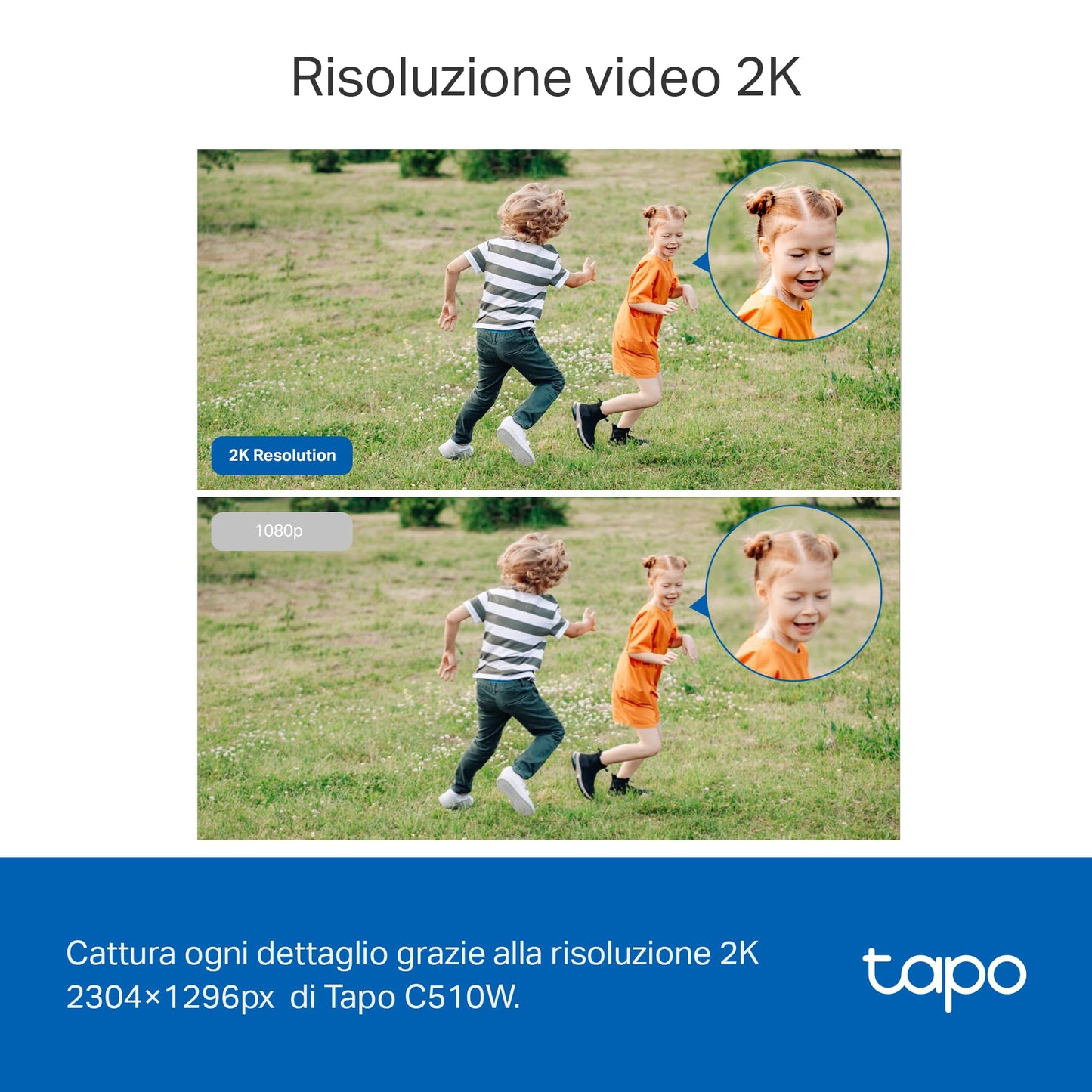 Tapo C510W Telecamera WiFi da esterno 2K 3MP, visione a 360°, visione notturna a colori, telecamera di sorveglianza IP, sensore di movimento, impermeabile IP65, audio bidirezionale, Alexa