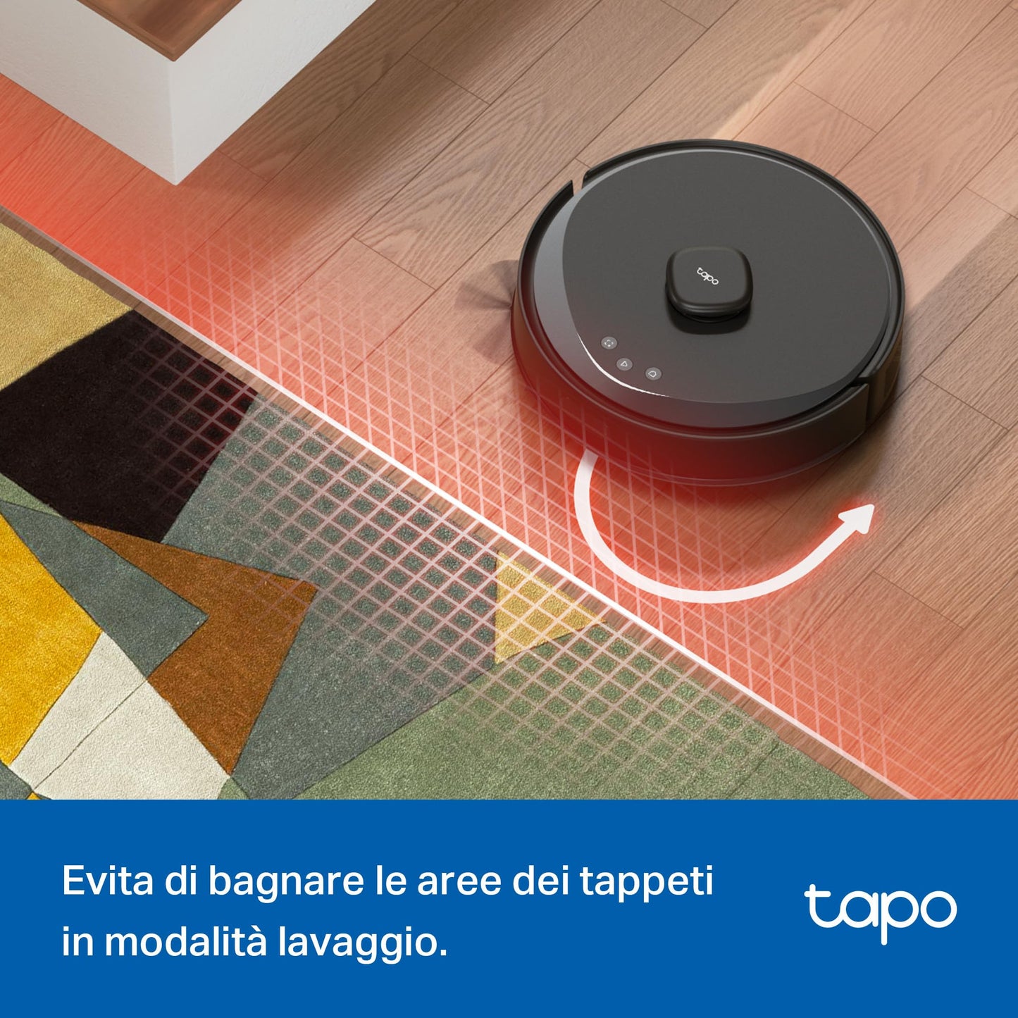 Tapo RV30 Max Plus Robot Aspirapolvere Lavapavimenti con Mappatura 5300Pa, Svuotamento Automatico Polvere 3L, Doppia Navigazione LiDAR +IMU, Zone No-Go e Muri Virtuali, Controllo APP&Alexa&Google