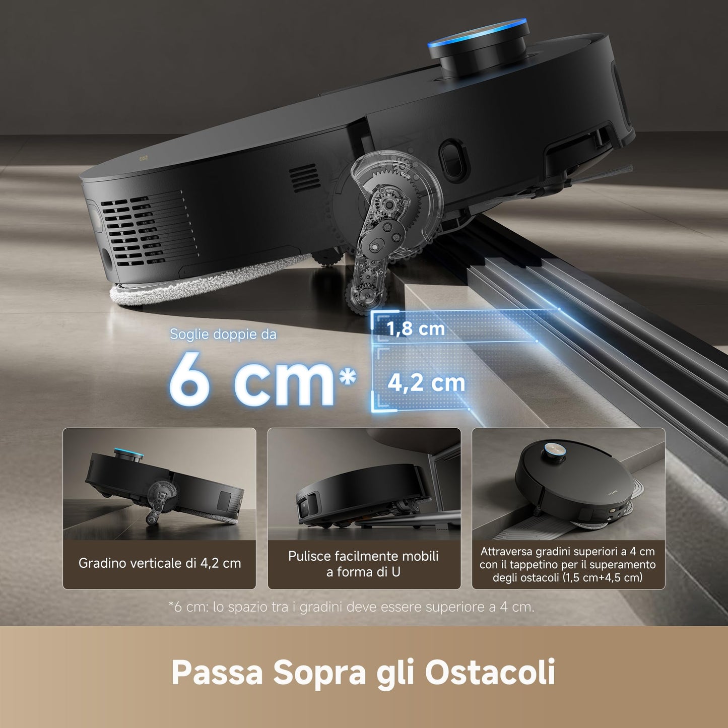 DREAME X50 Ultra Complete Robot Aspirapolvere, Rilevamento Degli Ostacoli con IA e Navigazione a 360°, Superare l'ostacolo di 6CM, Aspirazione Fino a 20000 Pa, Doppia Spazzola Antigroviglio