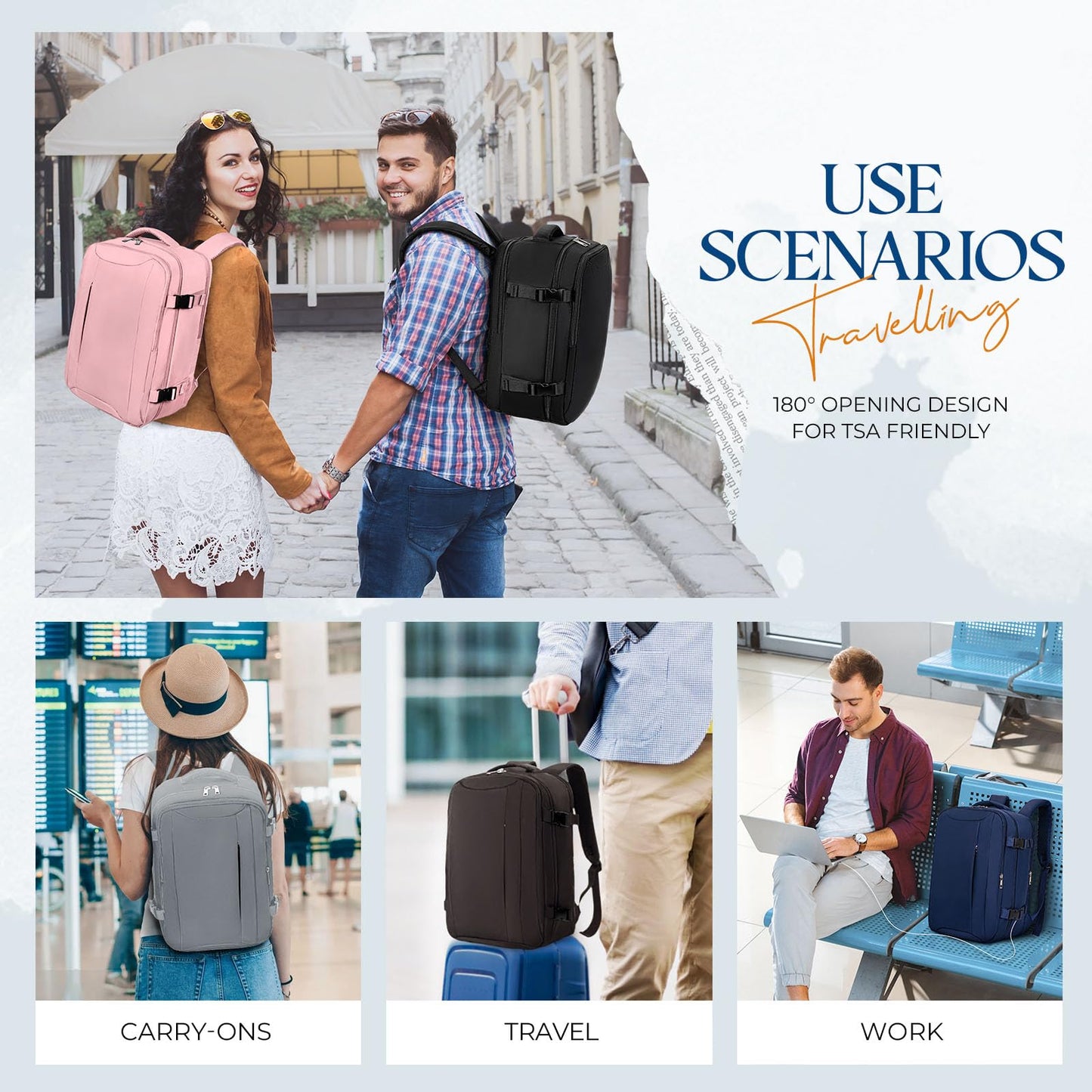 VMIKIV Bagaglio a Mano 40x20x25 per Ryanair Zaino da Viaggio Aereo Piccolo Borsa da Cabina per Voli Zaino Donna Uomo,14 Pollici Zaini Porta PC per Scuola Trekking Lavoro,Borsa Antifurto