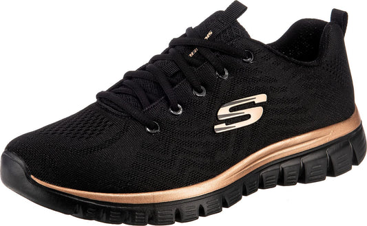 Skechers Graceful Get Connected, Sneaker Donna, Black Mesh Rose Gold Trim, 38 EU