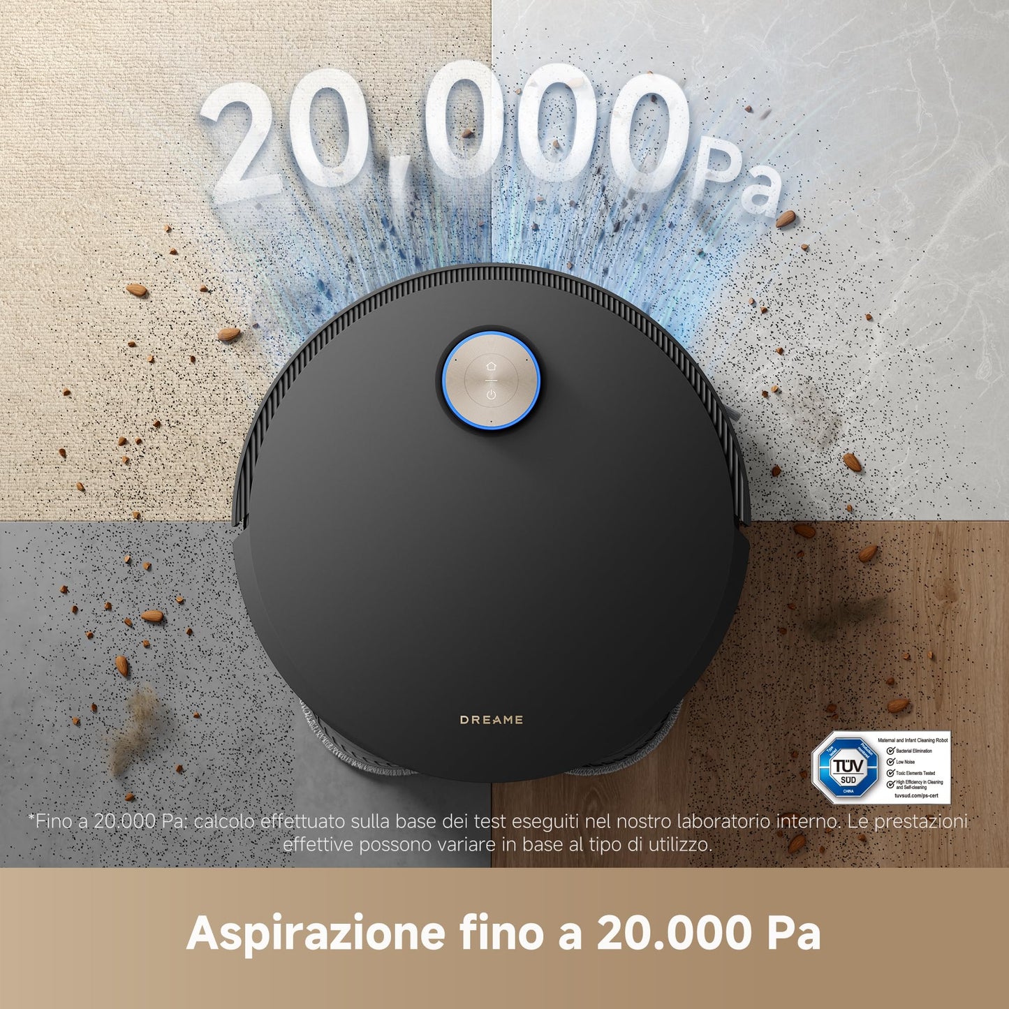 DREAME X50 Ultra Complete Robot Aspirapolvere, Rilevamento Degli Ostacoli con IA e Navigazione a 360°, Superare l'ostacolo di 6CM, Aspirazione Fino a 20000 Pa, Doppia Spazzola Antigroviglio